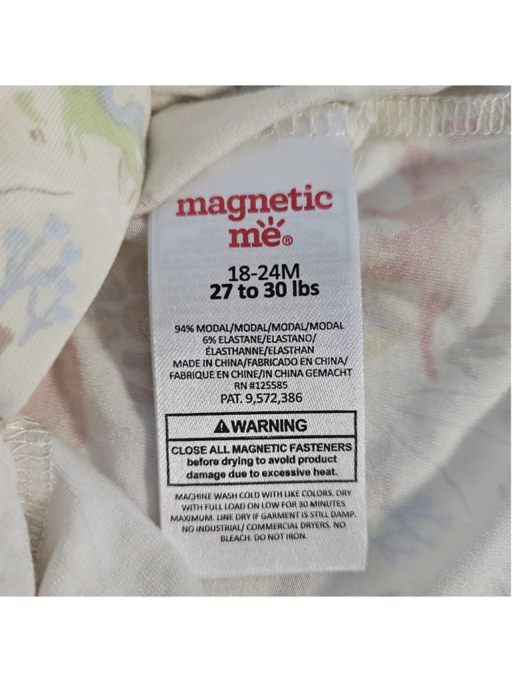 Magnetic Me Ext Roar Dinary Baby Bodysuit 18-24 Months Beige Blue Dinosaur Print